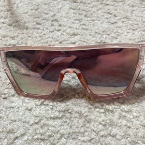 Women's Shiny Plastic Shield Sunglasses - Universal Thread™ Rose Pink